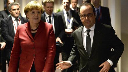 Kanzlerin Angela Merkel und Frankreichs Präsident François Hollande am Donnerstag in Brüssel.