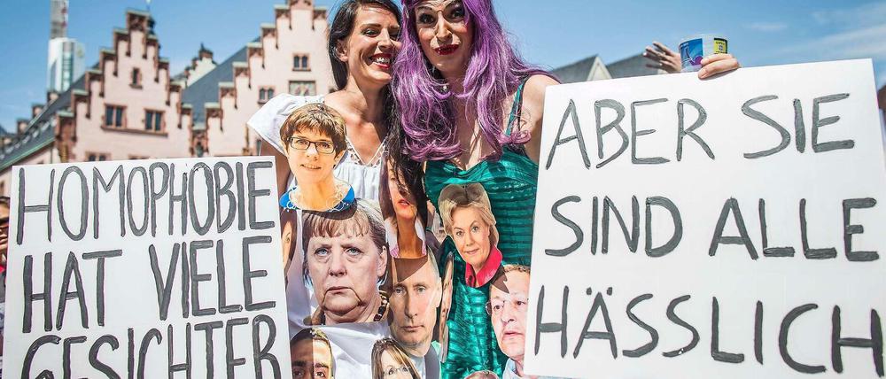Protest gegen Homophobie auf dem CSD in Frankfurt/Main.