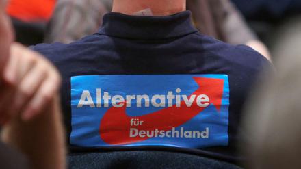 Ein Mitglied der Partei AfD bei einer Wahlkampfveranstaltung.