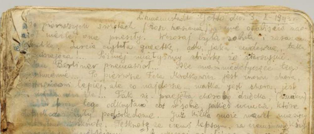 Glücklicher Fund. Manuskriptseite aus Rywka Lipszycs Tagebuch.
