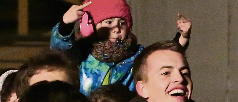 Klare Kante. Gegendemonstranten beim achten Pogida-Aufmarsch. 