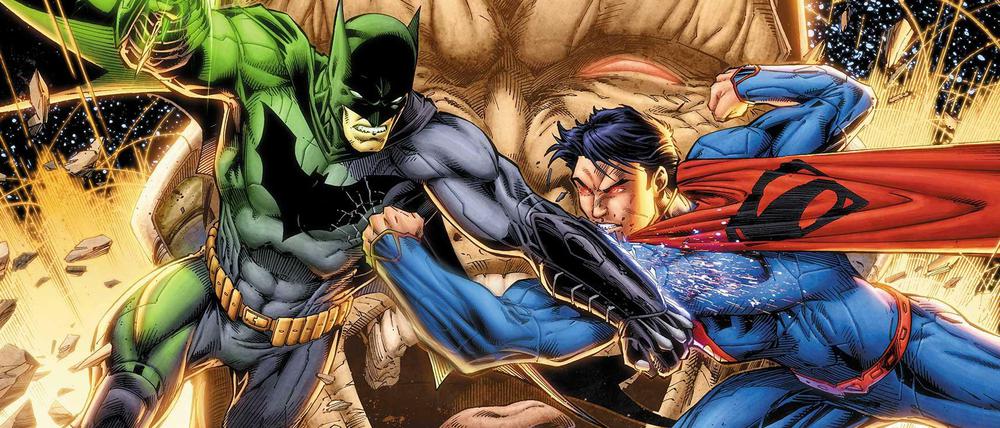 Mal Kampfgefährten, mal Konkurrenten: Die beiden Superhelden auf einem Bild aus dem Heft BATMAN/SUPERMAN #28.