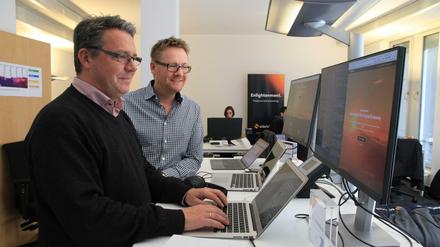 Andreas Bittner (li.) und Marko Wenthin haben in Berlin die Solaris-Bank gegründet. Ihre Kunden sind ausschließlich Start-ups und Techunternehmen.