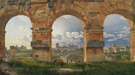 Triple-Blick. Christoffer Wilhelm Eckersbergs Bild „Blick durch drei Bögen im dritten Stockwerk des Kolosseums“ (1815) hat eine verschobene Perspektive. 