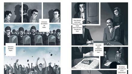 Gezeichnete Reportagen: Eine Doppelseite aus dem besprochenen Buch.