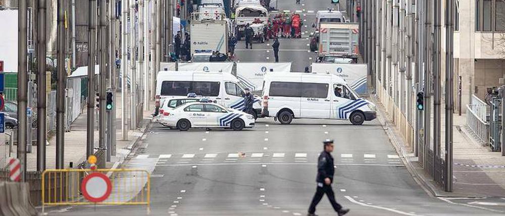 Teile der Brüsseler Innenstadt war nach den Anschlägen vom Dienstag weiträumig abgesperrt.