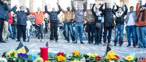 Trauernde in Brüssel.