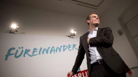 Michael Müller, Regierender Bürgermeister, in Erklärungsnot. 