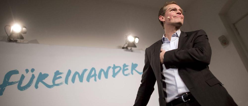 Michael Müller, Regierender Bürgermeister, in Erklärungsnot. 