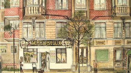Gemalte Ehrlichkeit. Eberhard Franke malte Alltagsszenen, vor allem in Schöneberg, wo er wohnte. Zum Beispiel die Eckkneipe „Schmalzstulle“ in der Großgörschenstraße. 