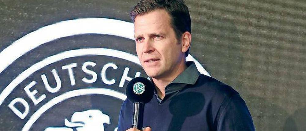 Oliver Bierhoff, 47, ist seit 2004 Manager der deutschen Fußball-Nationalmannschaft. Der frühere Spieler des AC Mailand und Kapitän der DFB-Auswahl ist Präsidiums-Mitglied und für das neue Großprojekt, die Fußball-Akademie, verantwortlich. 