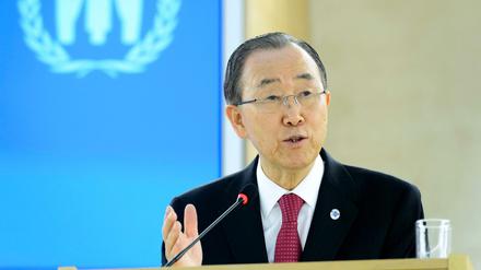 UN-Generalsekretär Ban Ki-moon fordert am Mittwoch in Genf größere Anstrengungen bei der Flüchtlingsaufnahme.