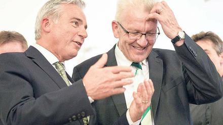 CDU-Landeschef Thomas Strobl, Ministerpräsident Winfried Kretschmann (Bündnis 90/Die Grünen). 