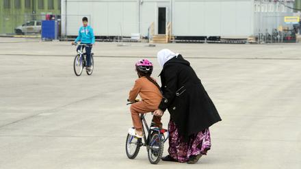 Flüchtlinge auf dem Tempelhofer Feld.