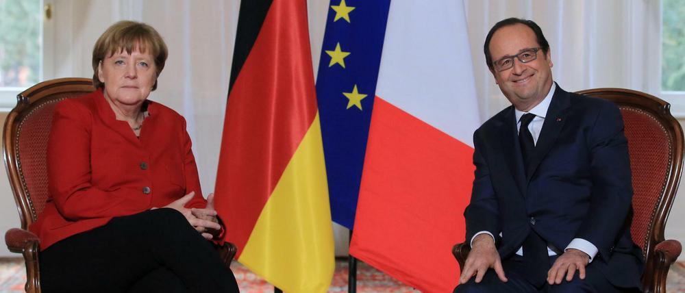 Angela Merkel und Francois Hollande am 7. April 2016. 