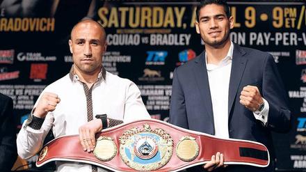 Miteinander, gegeneinander. Arthur Abraham (links) will seinen WM-Titel gegen Gilberto Ramirez verteidigen. In Las Vegas gibt es aber noch einen unsichtbaren Feind. 
