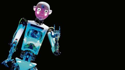 Ein kompetenter Ansprechpartner? Ein humanoider Roboter steht im Congress Centrum Hannover (Niedersachsen) anlässlich der Eröffnung der weltgrößten Computermesse CeBIT.