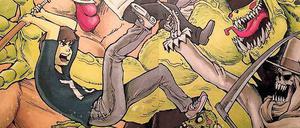 Prachtvoll ausgeschmückt: Ein Umschlagbild mit den Hauptfiguren der Reihe.