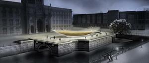 Ein Modell des geplanten Freiheits- und Einheitsdenkmals in Berlin (undatiertes Handout). 