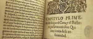 Einen Blick in den Original-"Don Quixote" kann man noch bis zum 22. Mai bei der Ausstellung "Miguel de Cervantes - vom Leben zum Mythos" in Madrid werfen, die zum 400. Todestag des Autors stattfindet.