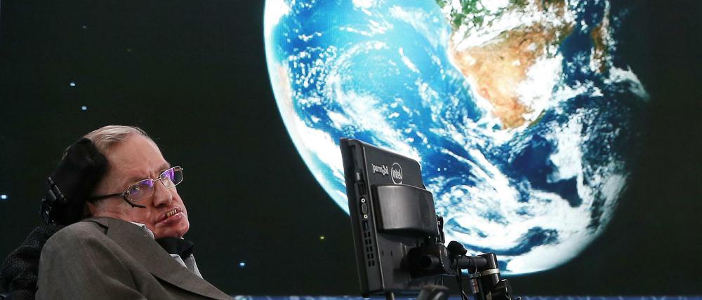 Stephen Hawking bei der Vorstellung des neuen Projekts "Breakthrough Starshot" am 12. April in New York.