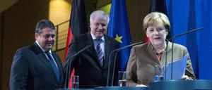 Angela Merkel, Horst Seehofer (M) und Sigmar Gabriel.