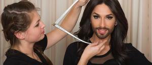 Kopfarbeit. Sängerin Conchita Wurst wird für ihre Wachsfigur vermessen.