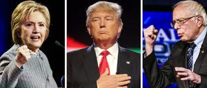 Drei New Yorker: Hillary Clinton, Donald Trump, Bernie Sanders. 