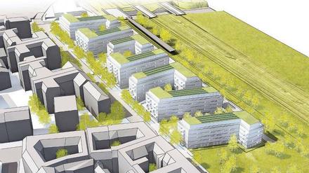 Der Gebäudekomplex an der Bautzener Straße. Im Hintergrund verläuft die Yorckstraße.