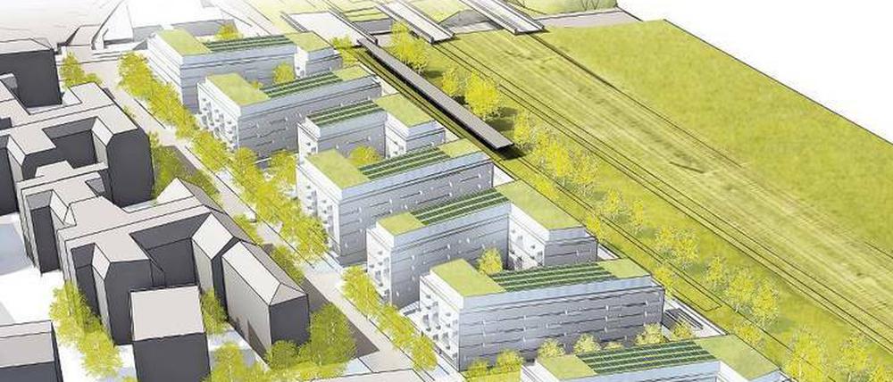 Der Gebäudekomplex an der Bautzener Straße. Im Hintergrund verläuft die Yorckstraße.