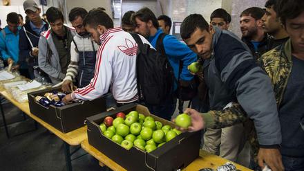 Flüchtlinge bei ihrer Ankunft in München.
