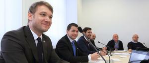 AfD-Fraktionssitzung in Sachsen-Anhalt, links deren Chef André Poggenburg