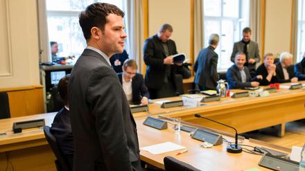 Der Chef der Berliner Senatskanzlei, Björn Böhning im März bei seiner Befragung durch den Hauptausschuss des Berliner Abgeordnetenhauses zur Diwell-Affäre in Berlin.
