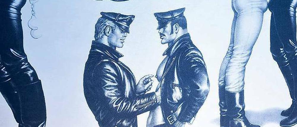 Männlich, muskulös. Tom of Finland zeichnete Männer vorzugsweise in Lederklamotten – und keineswegs weiblich, wie es ein gängiges Klischee in den 50er Jahren war.