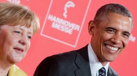 US-Präsident Barack Obama und Bundeskanzlerin Angela Merkel bei der Eröffnung der Hannover Messe.