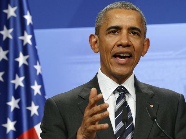 Barack Obama am Sonntag in Schloss Herrenhausen in Hannover.