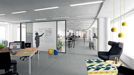 Zu den flexiblen Büroflächen kommen Sonderbereiche wie eine Lounge mit angebundener Dachterrasse sowie ein Auditorium und ein Fitnessbereich im Erdgeschoss.
