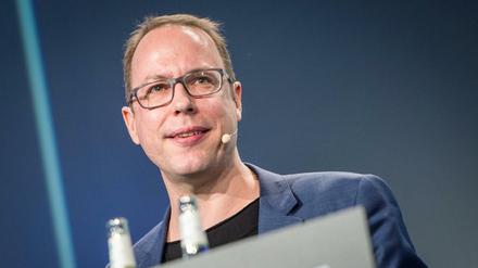 Markus Beckedahl, Gründer und Chefredakteur von netzpolitik.org, spricht auf der Digitalkonferenz re:publica in Berlin.