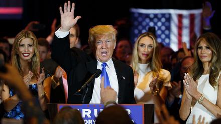 Donald Trump nach seinem Vorwahlsieg in Indiana. 