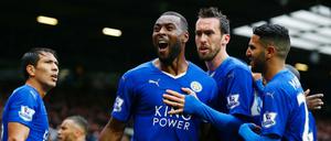 Wes Morgan feiert seinen Treffer gegen Manchester United.