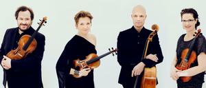 Die alten und neuen Artemisten: Der Bratschist Gregor Sigl, Primaria Vineta Sareika, Cellist Eckart Runge und – neu dabei – Anthea Kreston als zweite Geigerin (v.l.).