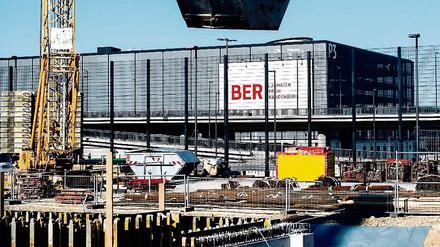 Krimi-Kulisse: Die Baustelle am Südpier des neuen Hauptstadtflughafens auf einem Archivfoto. 