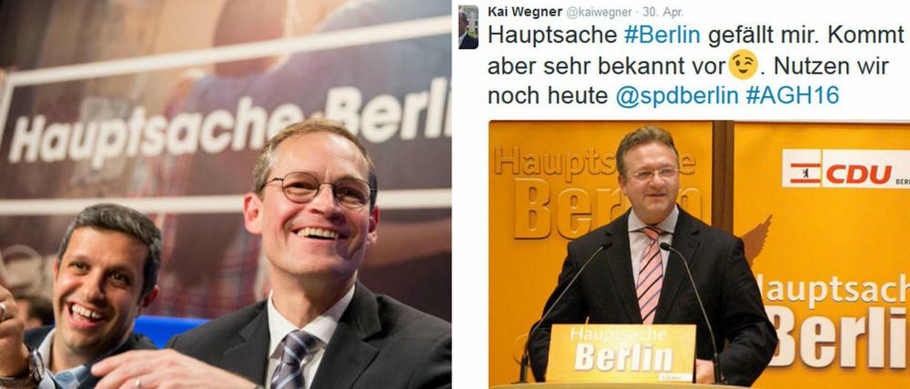 Hauptsache Berlin. Links Müller 2016, rechts Henkel 2009 (via Tweet von Kai Wegner).