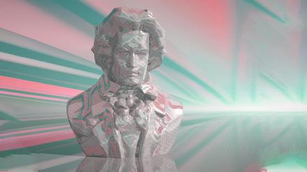 Beethoven-Büste in einer digitalen Visualisierung.