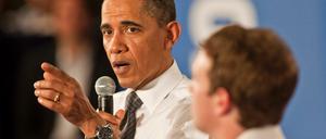 Barack Obama bei einem Auftritt mit Facebook-Chef Zuckerberg: Platz in den Geschichtsbüchern sichern.