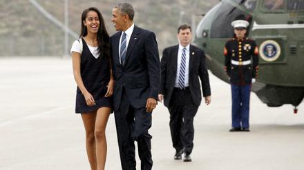 US-Präsident Barack Obama mit seiner Tochter Malia. 