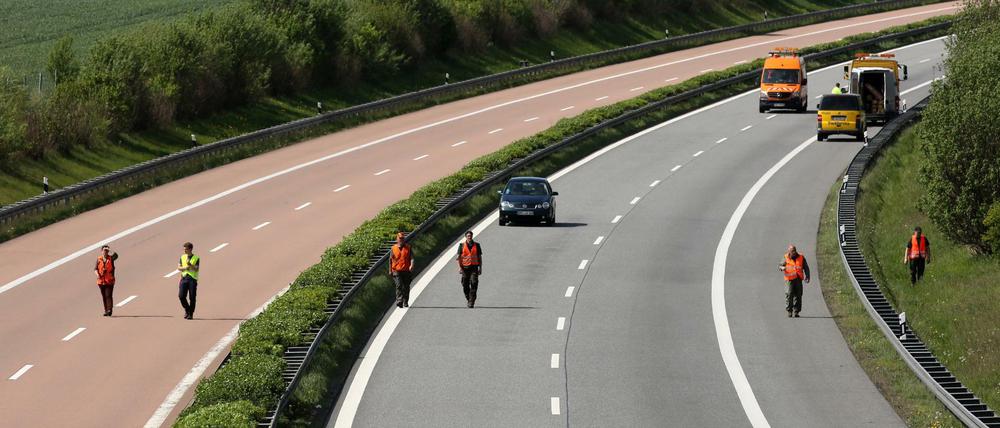 Die Treiber mussten auf der Autobahn A20 bei Rostock rund 20 km zu Fuß zurücklegen.