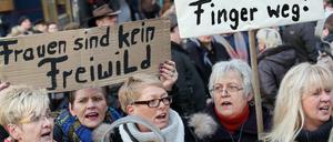 Frauen bei einer Demonstration gegen Sexismus und Gewalt im Januar in Hamburg.