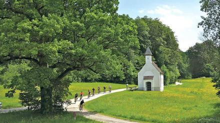 Bayern wie im Bilderbuch: Der Isarradweg schlängelt sich durchs Grün wie hier bei Wolfratshausen.