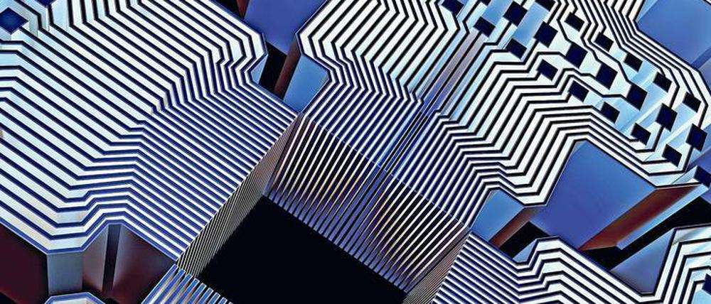 Blick in die Zukunft. So könnte der Schaltkreis eines Quantencomputers aussehen. Tatsächlich sind die neuartigen Rechner noch nicht einsatzfähig. Das dürfte noch einige Jahre dauern.